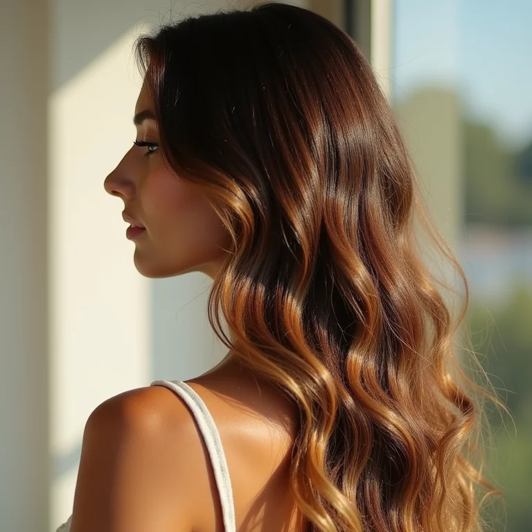 Cabelo ondulado com brilho natural do óleo de girassol