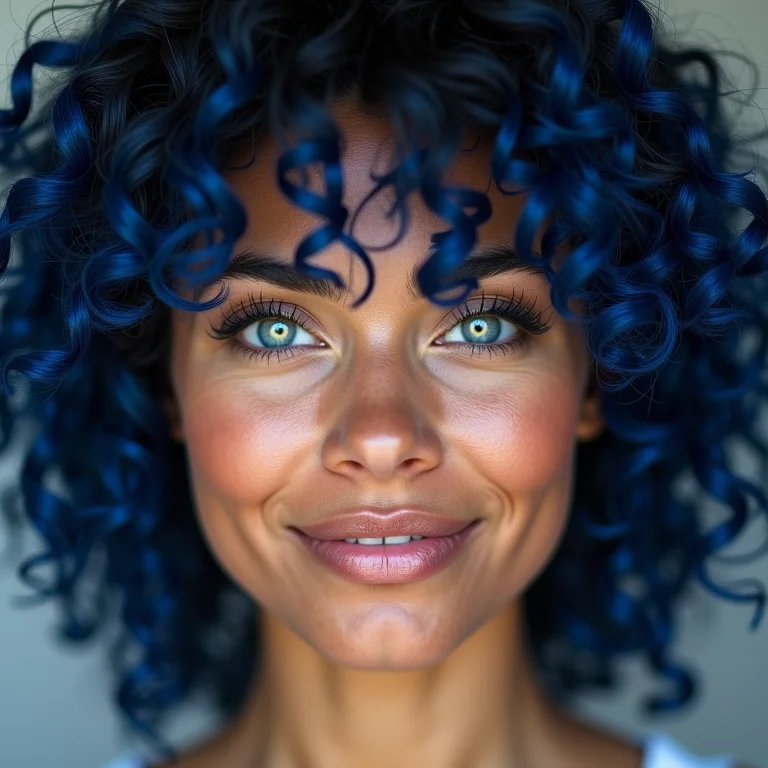 Cabelo preto azulado crespo tipo 4C