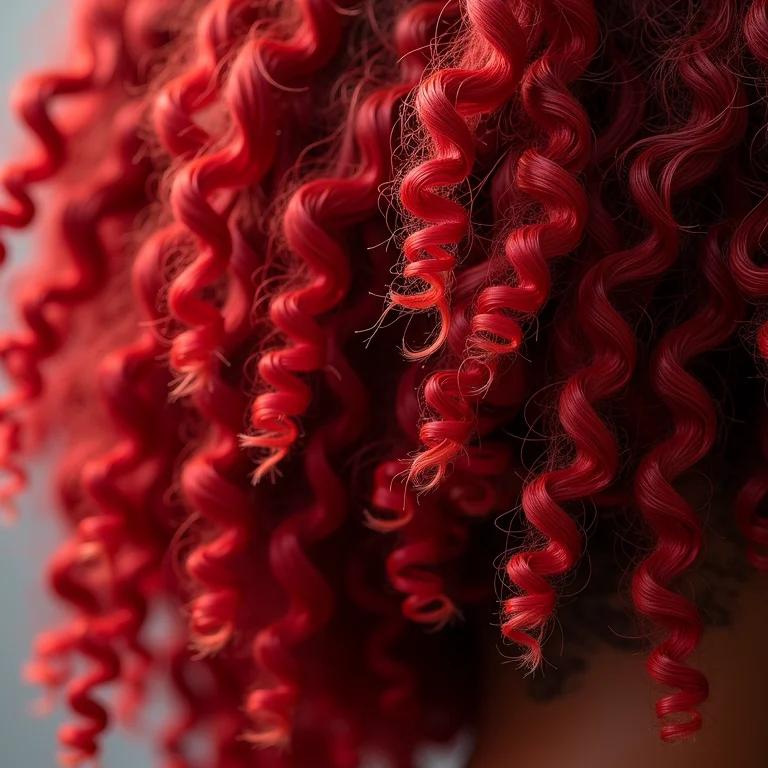 Close-up de cabelo crespo 4C com pontas vermelhas.