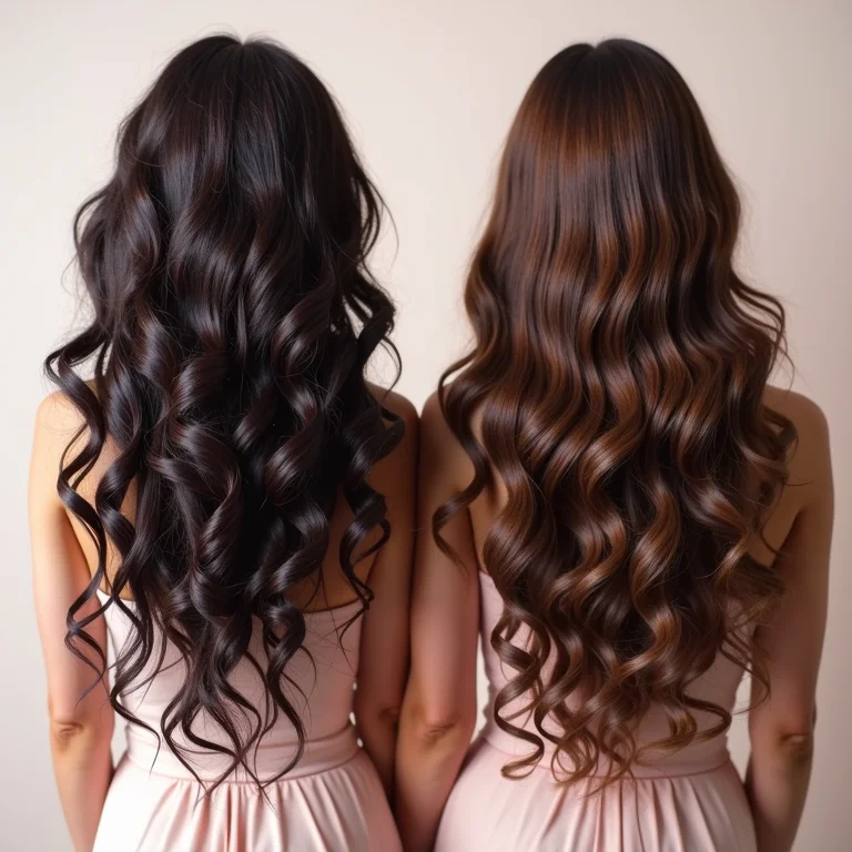 Comparação de bigudins grandes e pequenos para cachos