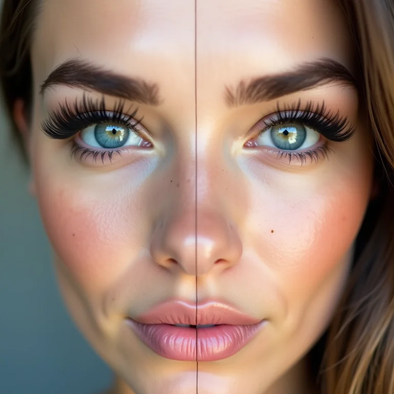 Comparação de cílios antes e depois do uso de óleo de rícino