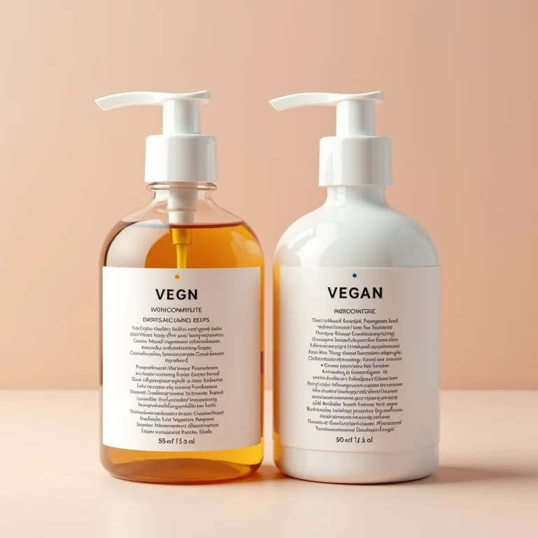 Comparação de ingredientes veganos e não veganos em produtos capilares