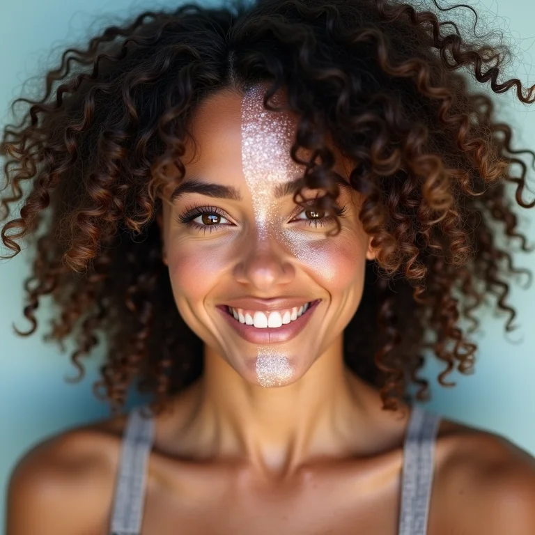 Comparativo: Excesso de gelatina capilar (white cast) vs. quantidade ideal.