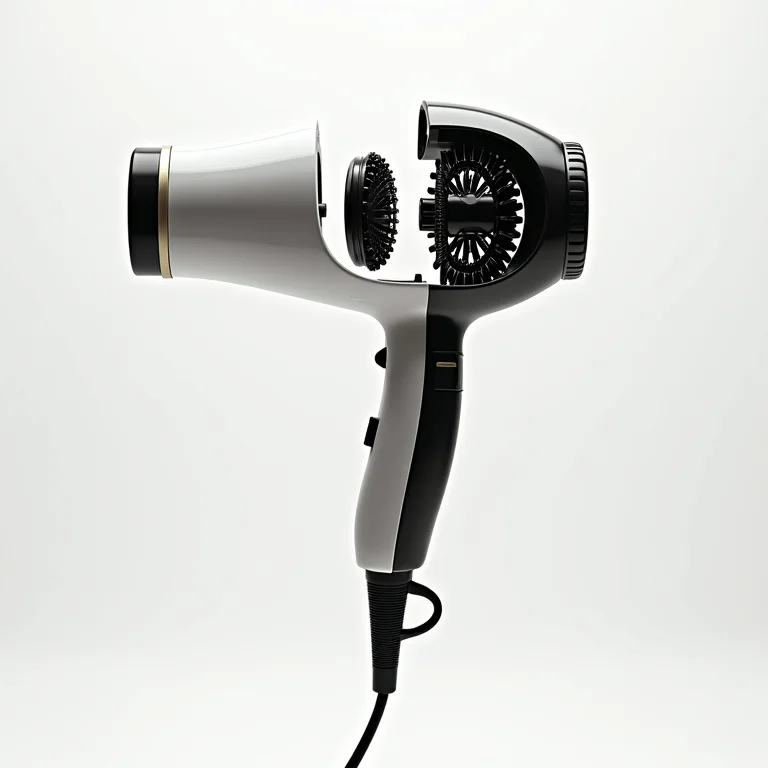 Componentes internos de um secador de cabelo