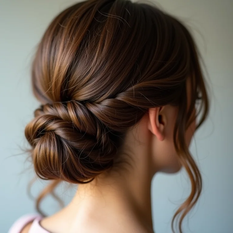 Coque baixo com trança romântico