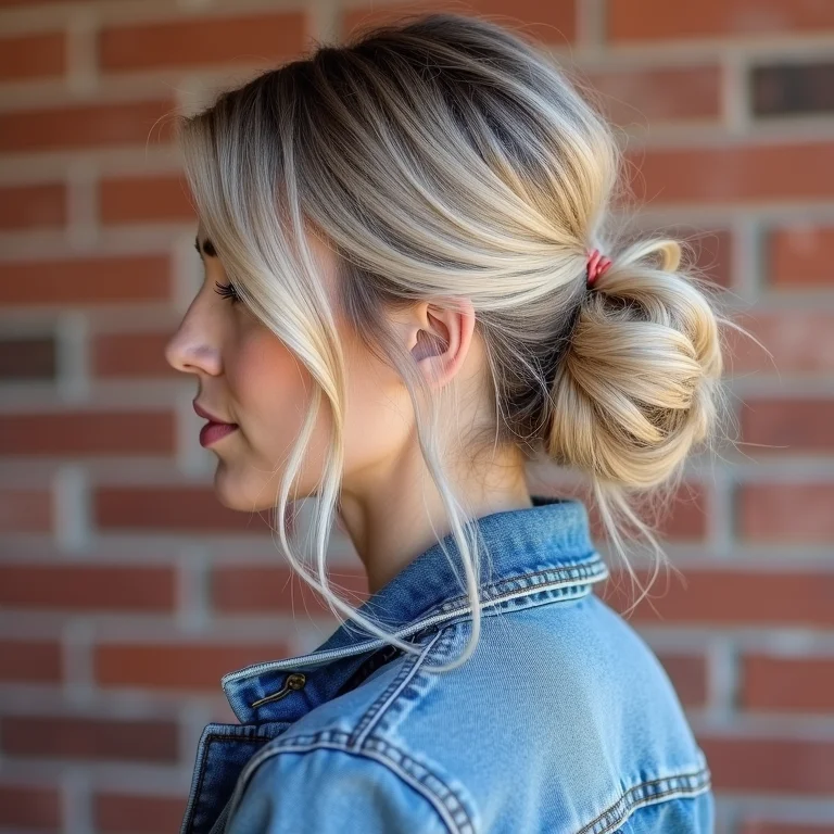 Coque baixo despojado em cabelo ondulado