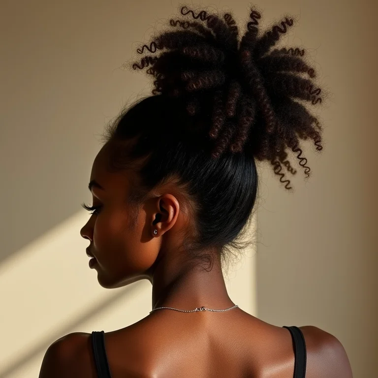 Coque messy em cabelo crespo 4C.