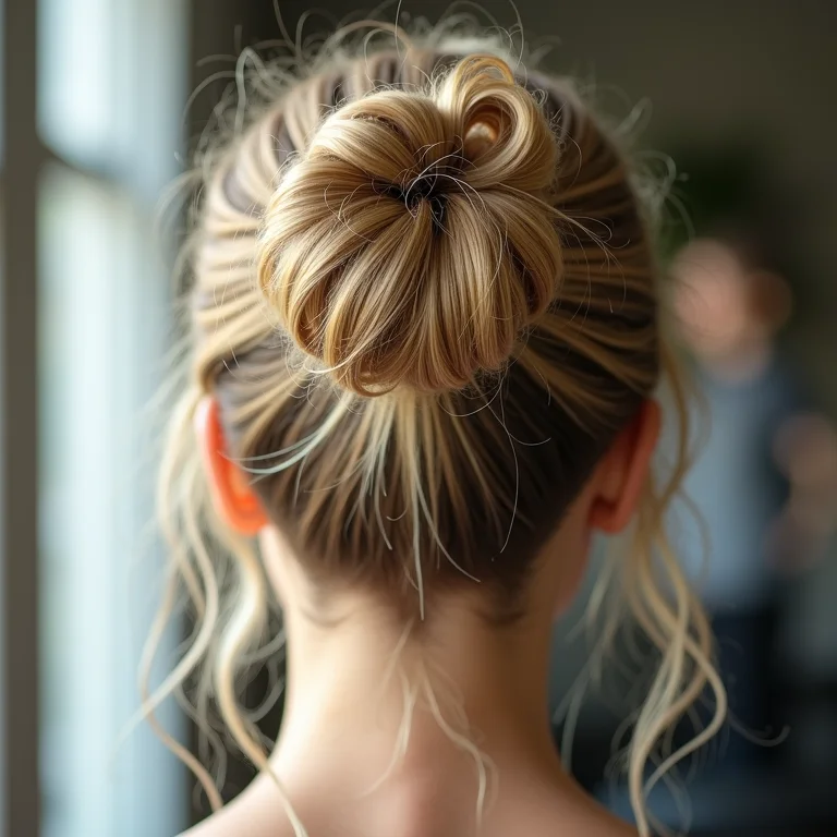 Coque messy para cabelos curtos.