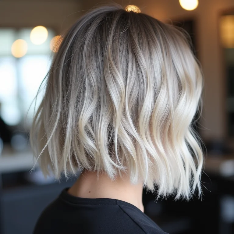 Corte bob loiro acinzentado