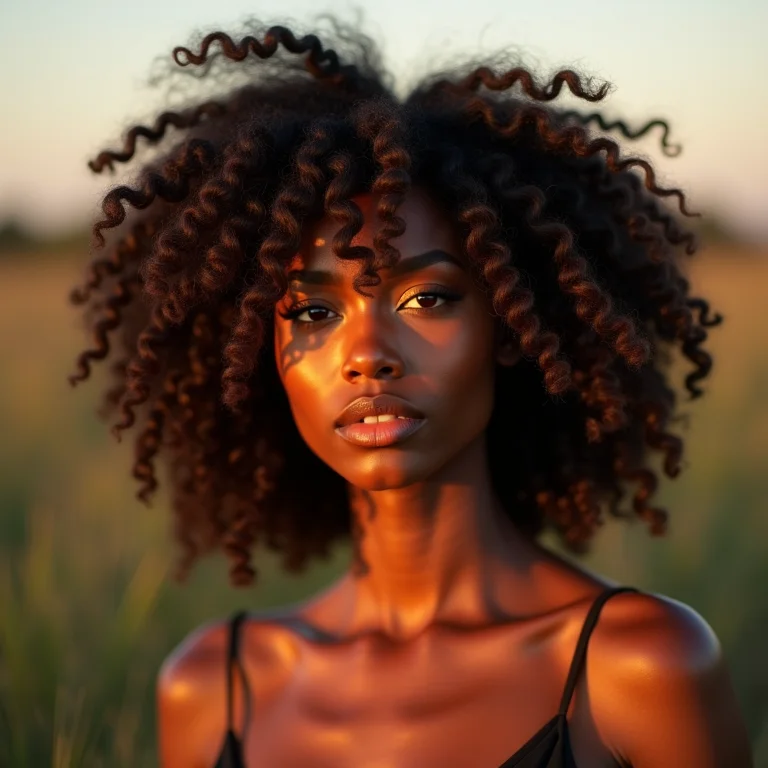 Corte chanel com franja cacheada em cabelo crespo 4C.