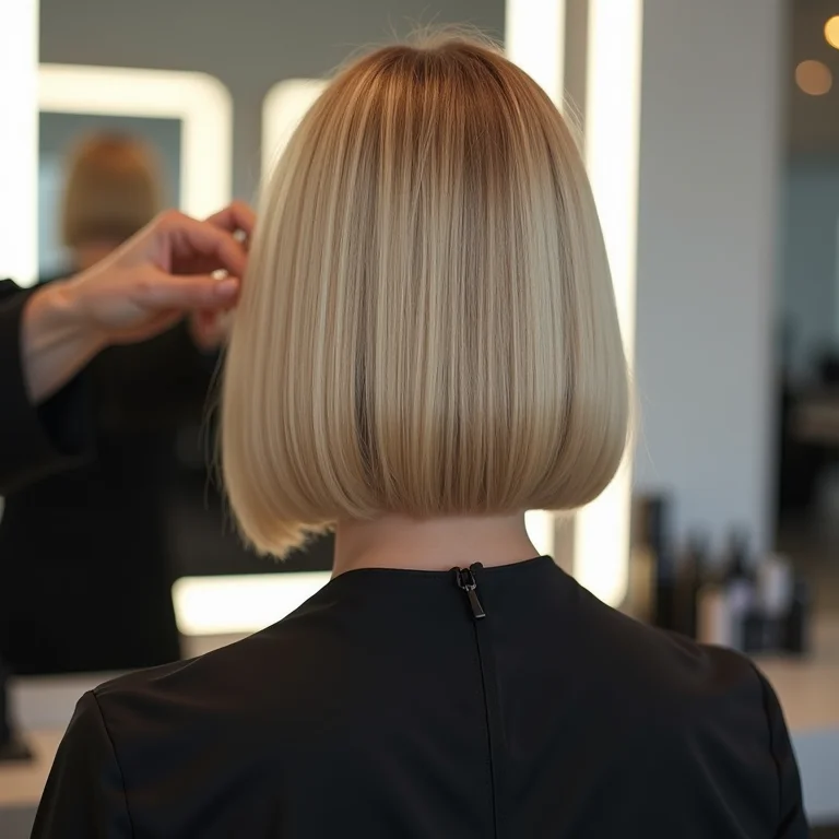 Corte de cabelo bob geométrico visto de costas