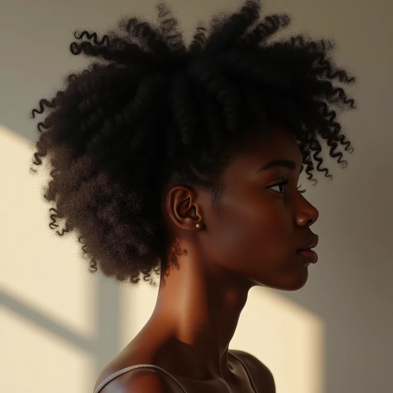 Corte hime em cabelo crespo 4C.