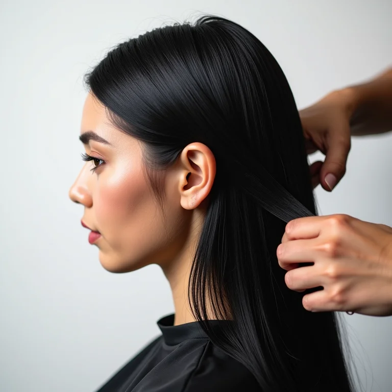 Corte molhado em cabelo liso