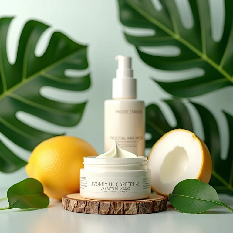 Creme capilar e plantas tropicais