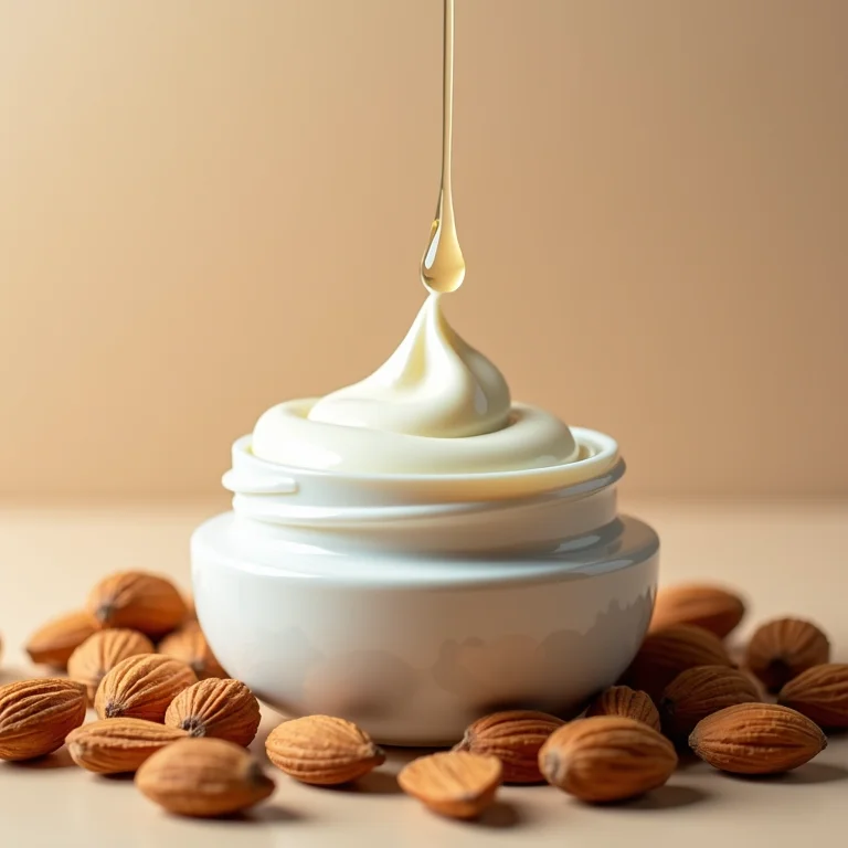 Creme de tratamento capilar com óleo de amêndoas e amêndoas ao redor