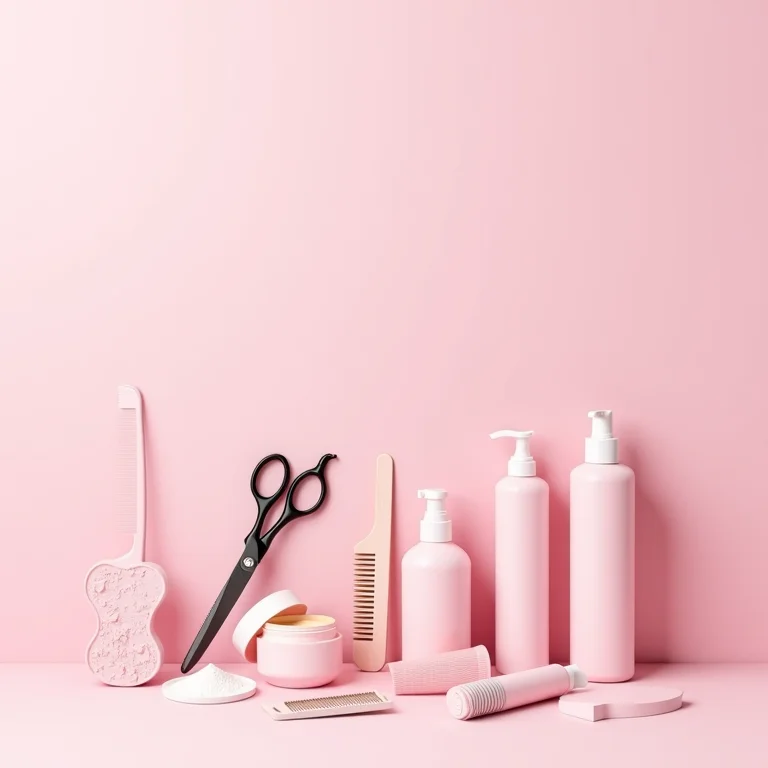 Ferramentas e produtos para corte e styling do chanel com franja.