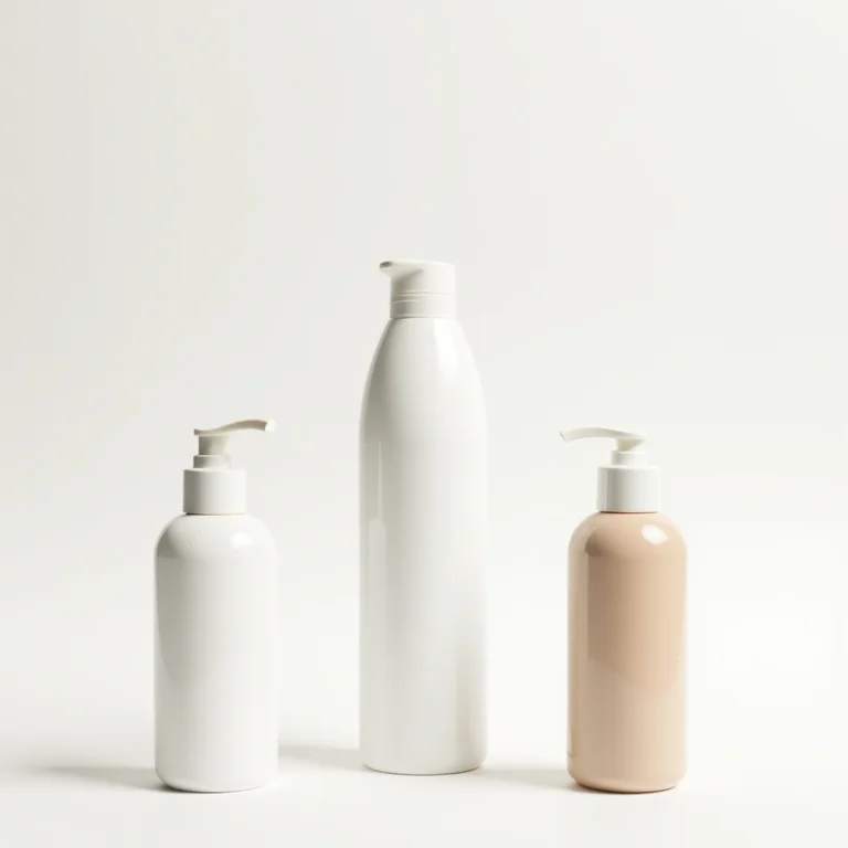 Frascos de protetor solar capilar em fundo branco