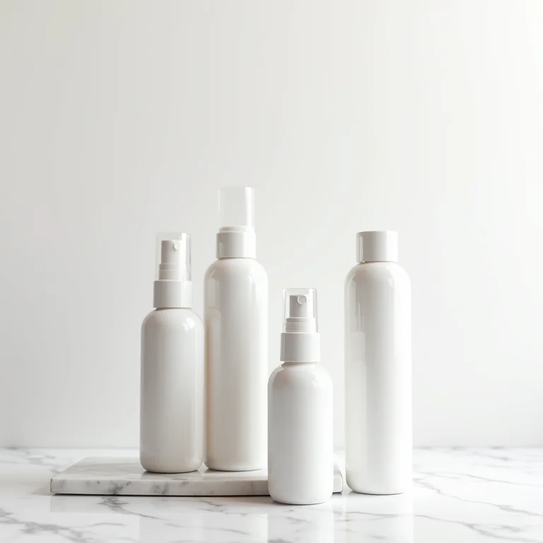 Frascos de protetor térmico em fundo branco