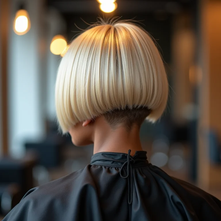 Geometria perfeita de um corte bob loiro