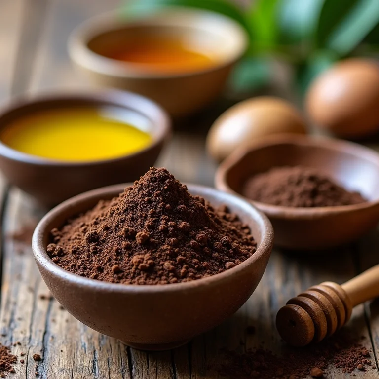 Ingredientes naturais para uma máscara de café caseira eficaz.