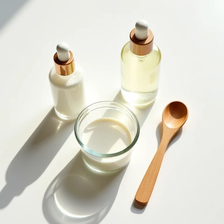 Ingredientes para receita caseira de reconstrução capilar com queratina e gelatina