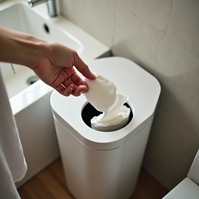 Lenço anti-frizz sendo descartado no lixo