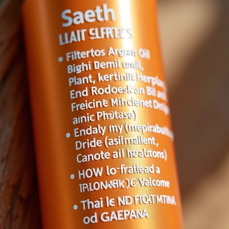 Lista de ingredientes de spray antifrizz com foco em argan e queratina