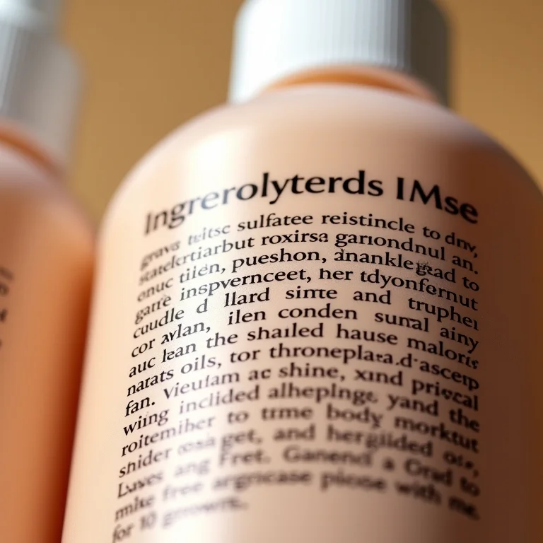 Lista de ingredientes em um frasco de produto capilar