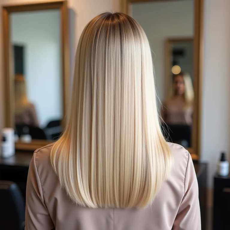 Long bob com franja visto de costas