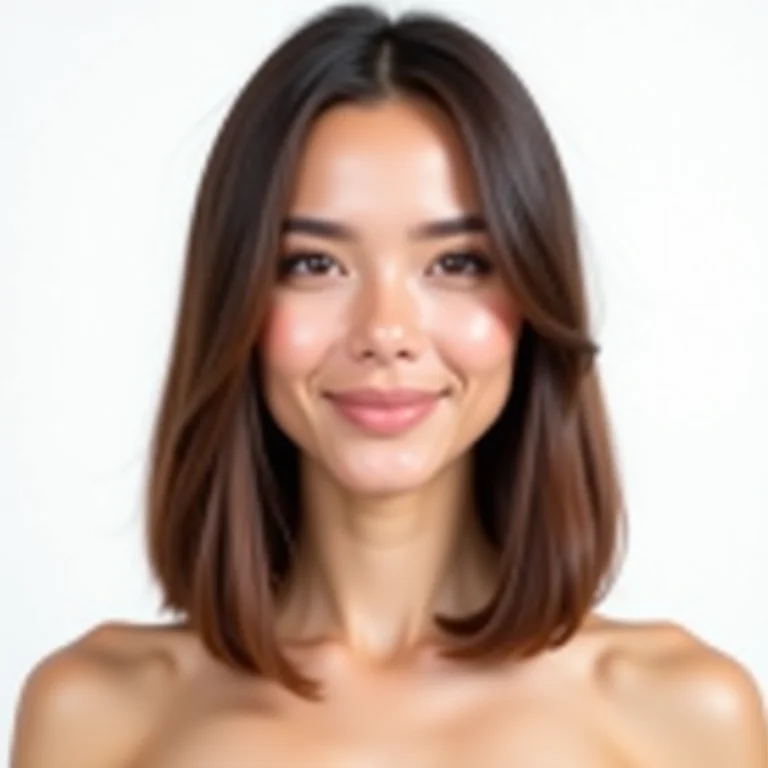 Long bob reto em cabelo castanho