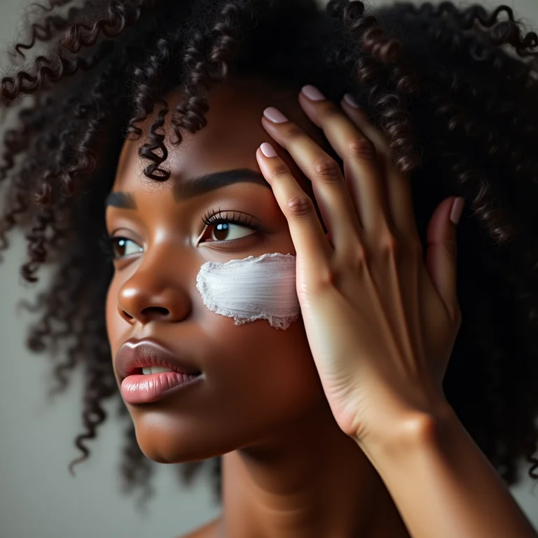 Mão aplicando máscara capilar em cabelo crespo tipo 4C