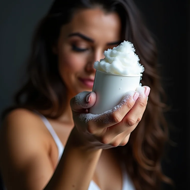 Mão aplicando mousse capilar em excesso