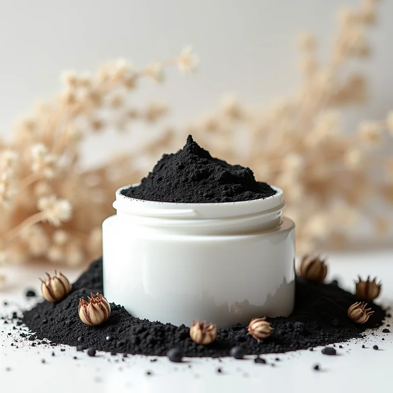 Máscara capilar com argila preta e flores secas