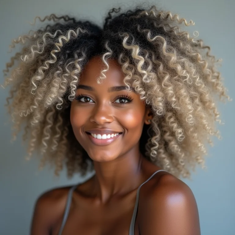 Matizador cinza em cabelo cacheado 4C