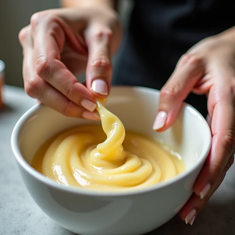 Misturinha caseira: gelatina capilar e creme de tratamento.