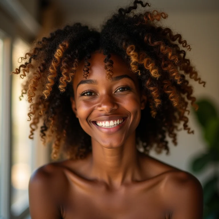 Morena iluminada mel cabelo crespo 4C, day after