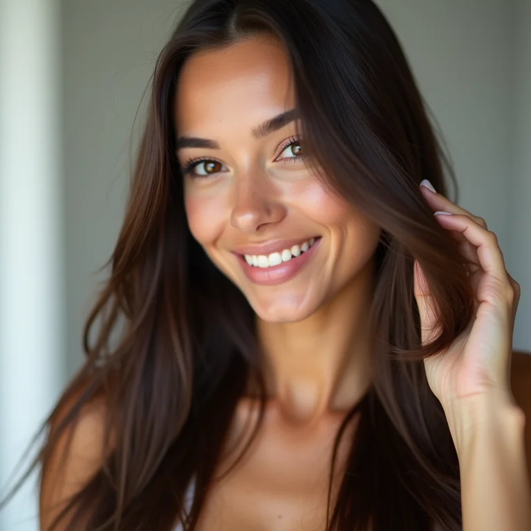 Mulher aplicando leave-in para finalizar cabelo liso com low poo