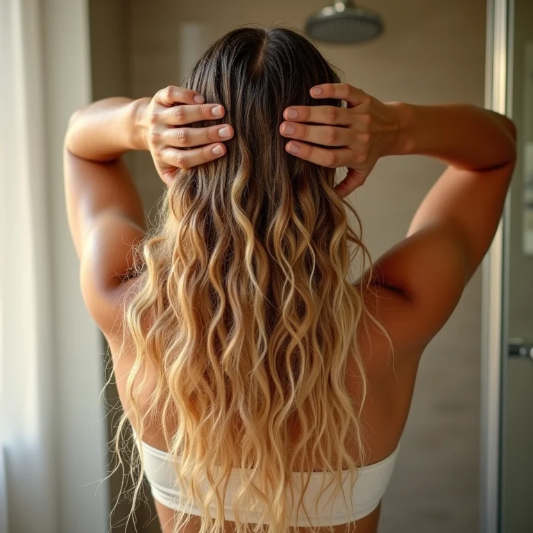 Mulher aplicando máscara capilar durante reconstrução caseira