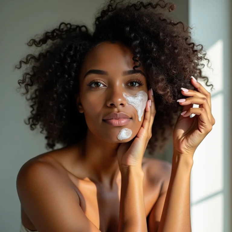 Mulher aplicando máscara hidratante vegana no cabelo