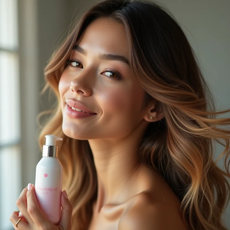 Mulher aplicando sérum capilar para potencializar o efeito do termoativado.