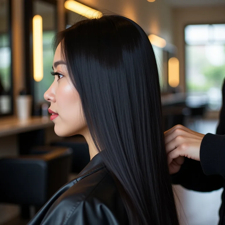 Mulher asiática no salão de beleza