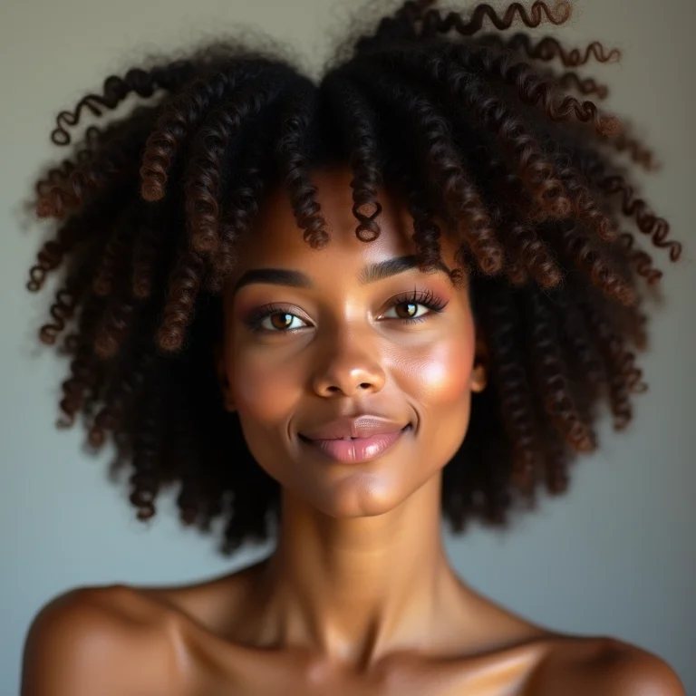 Mulher com cabelo crespo 4C usando mousse