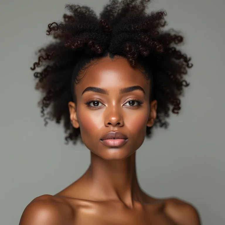 Mulher com cabelo crespo aplicando máscara de reconstrução