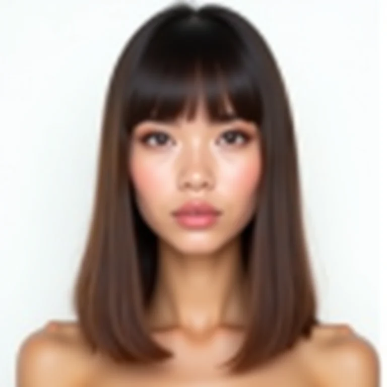 Mulher com cabelo liso e franja longa