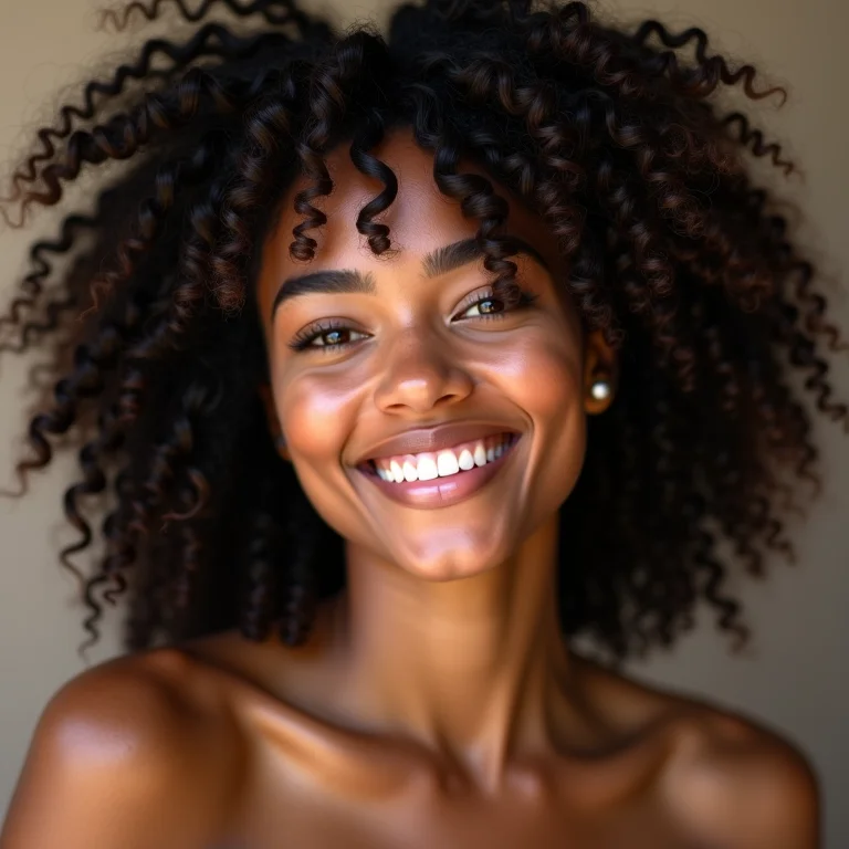 Mulher com cachos 3C saudáveis e definidos