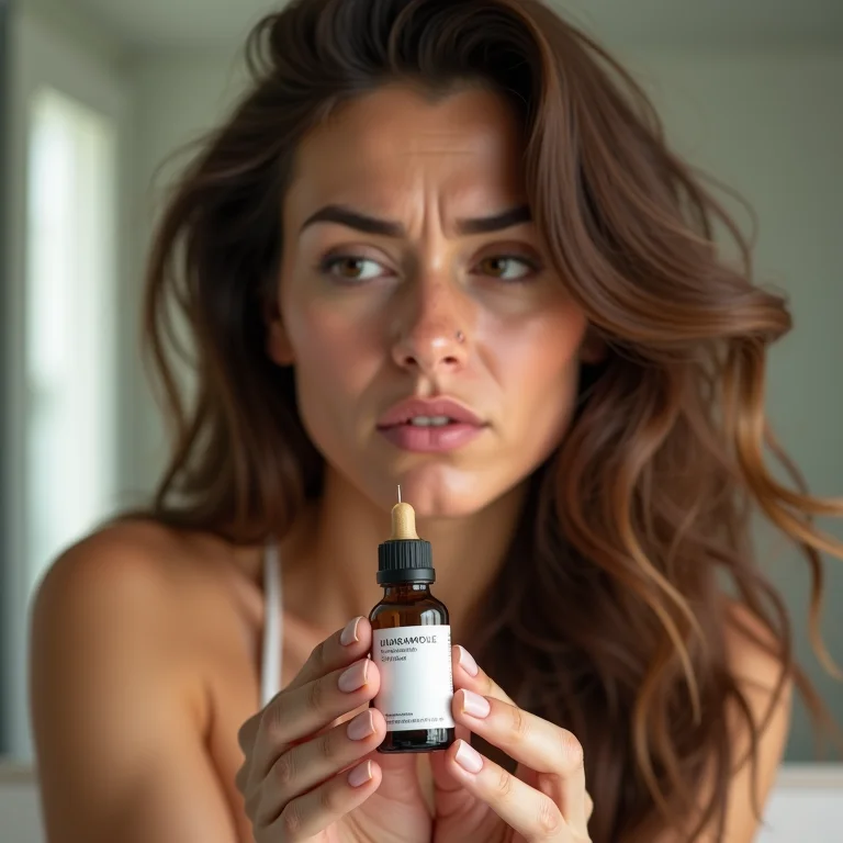 Mulher desapontada com ampola capilar quase vazia