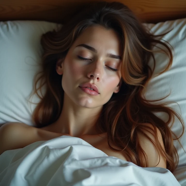 Mulher dormindo com cabelo liso no day after