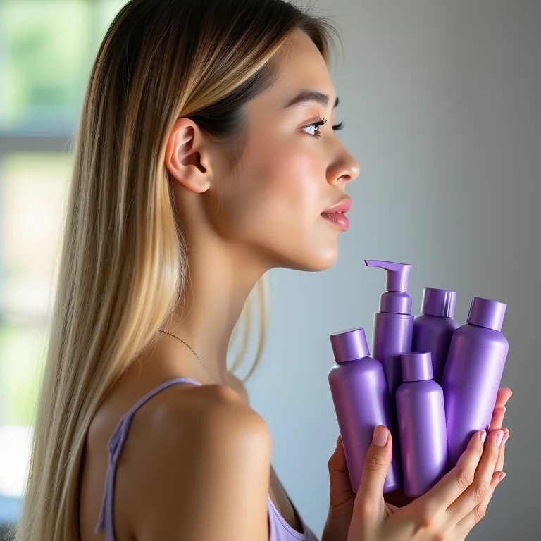 Mulher escolhendo o melhor matizador para seu cabelo loiro