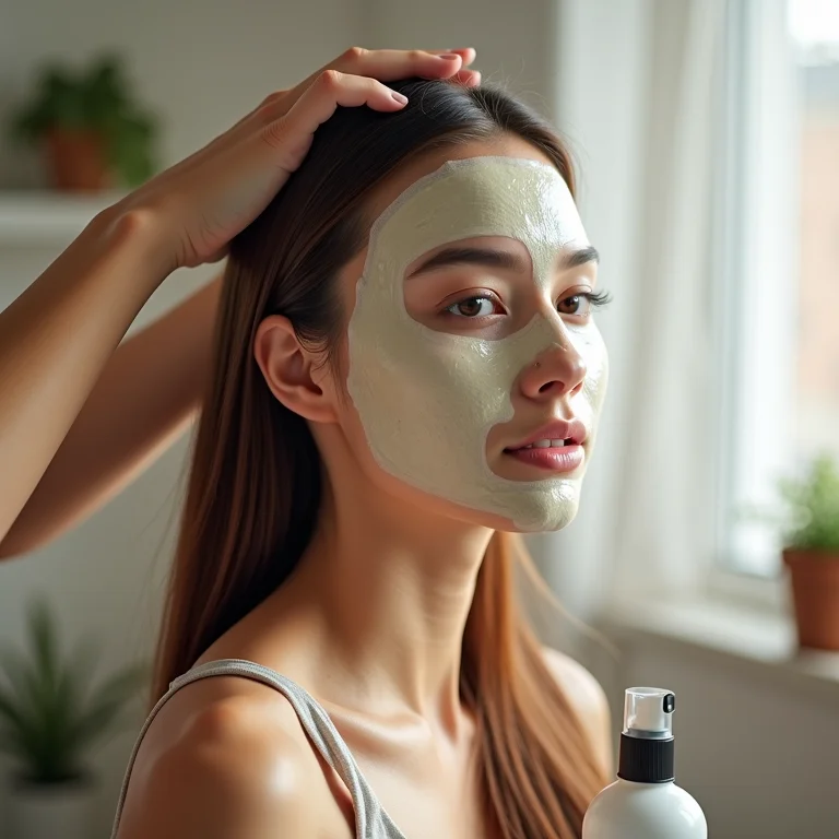 Mulher fazendo reconstrução capilar caseira com vaporizador