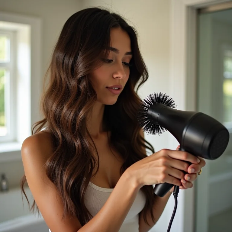 Mulher finalizando o cabelo com termoativado em 5 minutos.